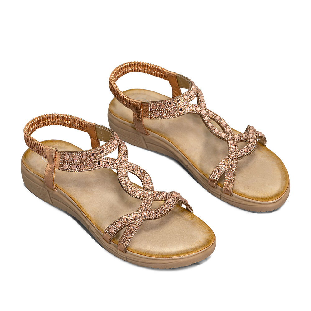 Sandalia Plana Casuales Pedrería Mujer Weide Js76 image number 5.0