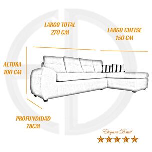 Sofá Seccional Elegant Detail Modular Izquierdo / 5 Cuerpos