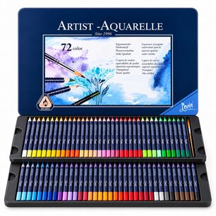 L&aacute;pices Acuarelables 72 Colores + Pincel Caja Met&aacute;lica - Ps