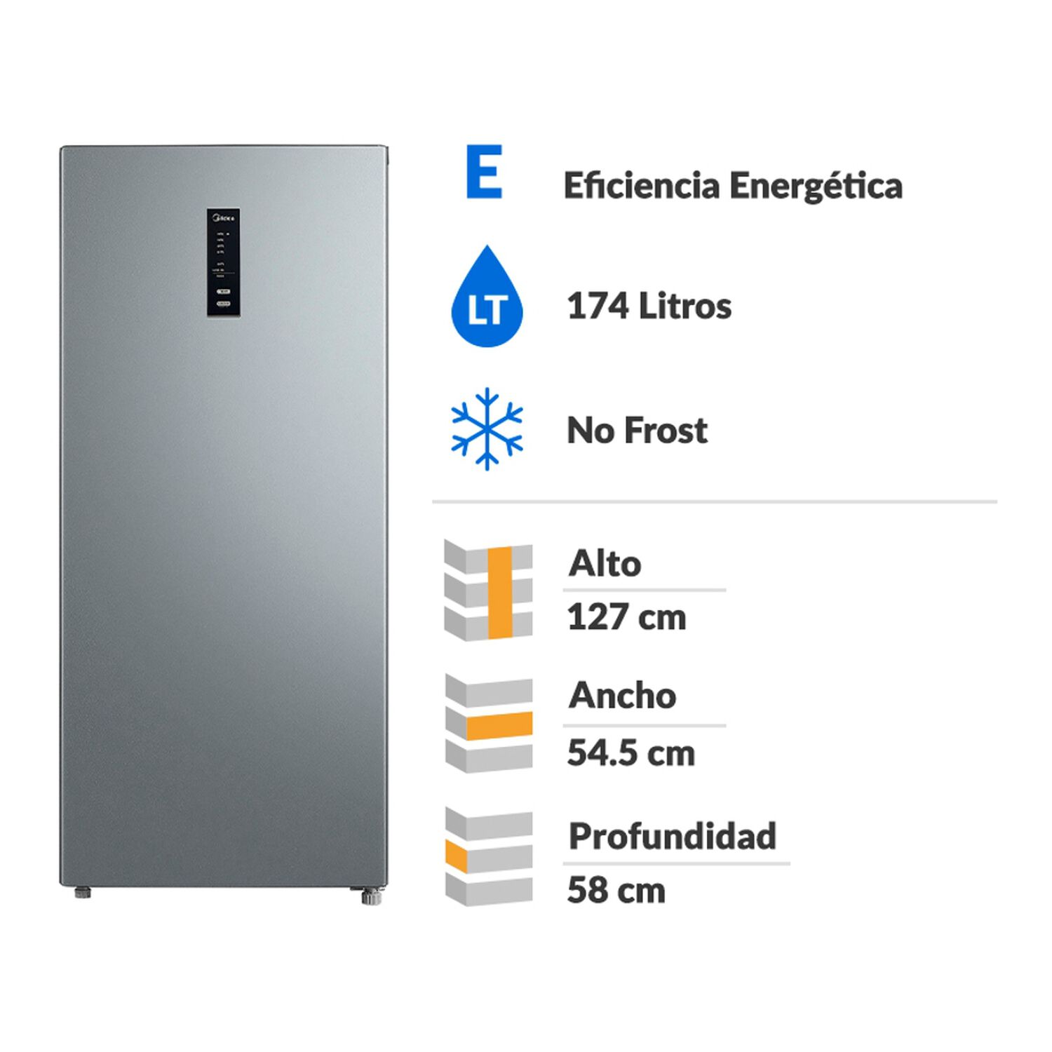 Freezer Vertical Midea MDRU255FEE50 / No Frost / 174 Litros / E image number 1.0