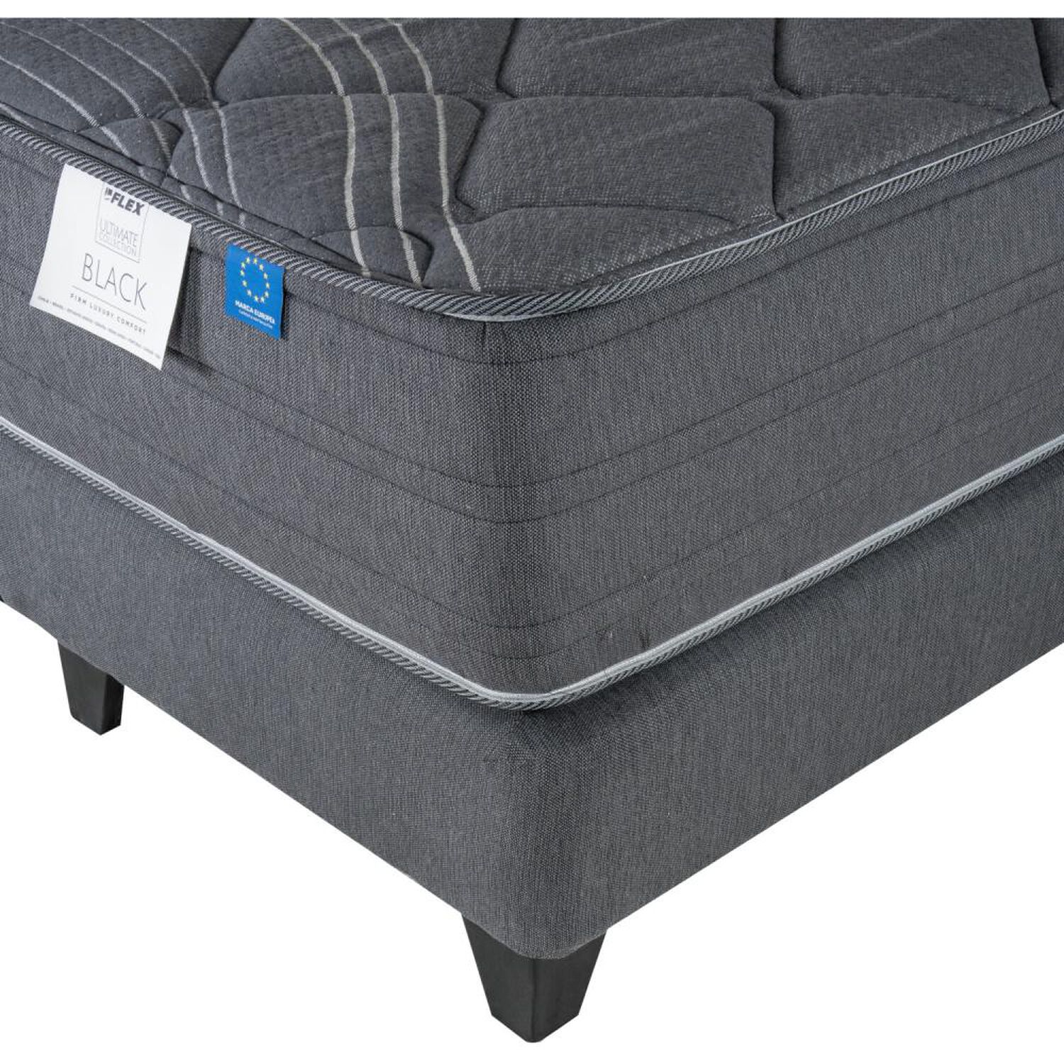 Cama Europea Flex Black / 2 Plazas / Base Dividida + Set De Maderas image number 2.0