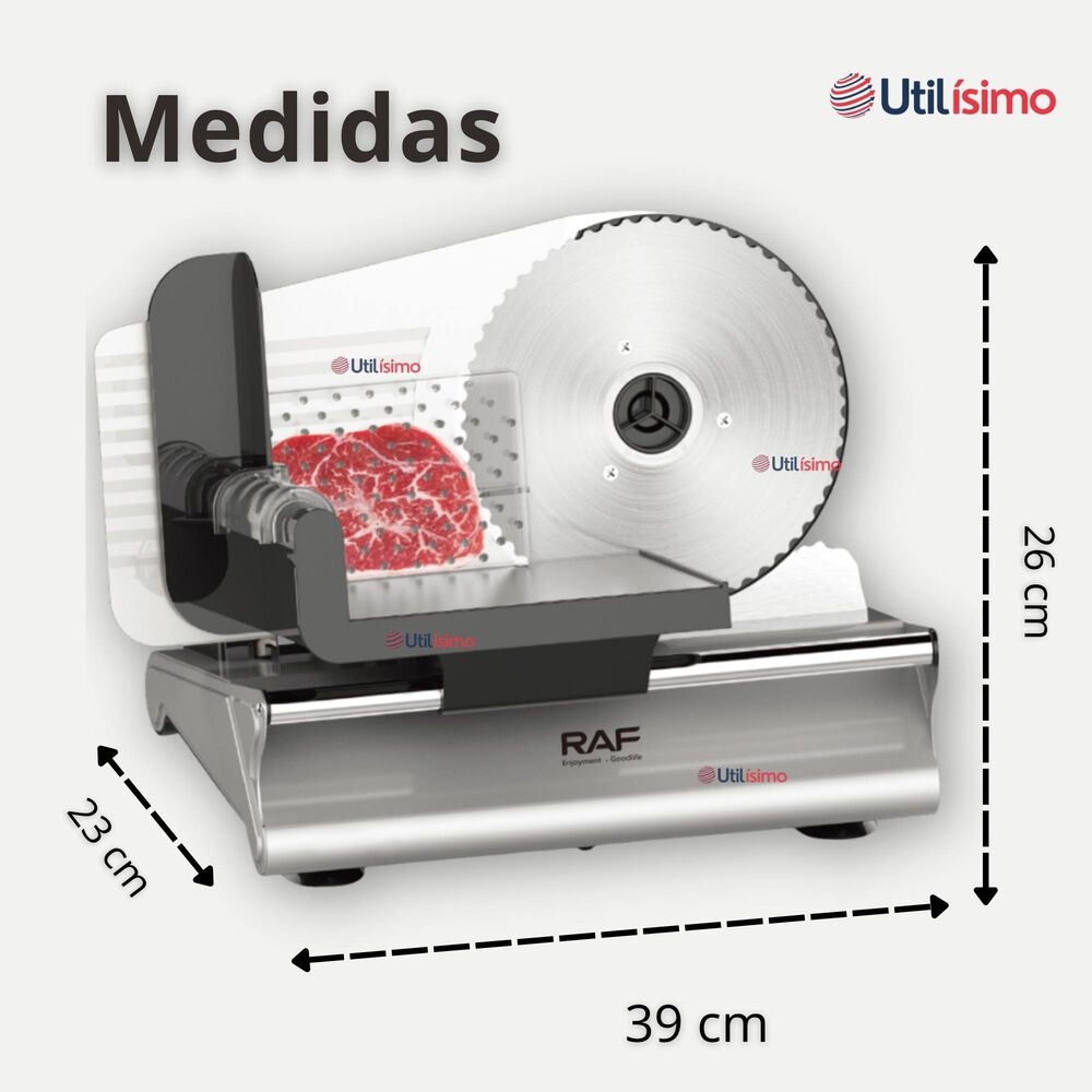 Rebanadora Cortadora Fiambre Carne Eléctrica Raf Color Plateado image number 2.0
