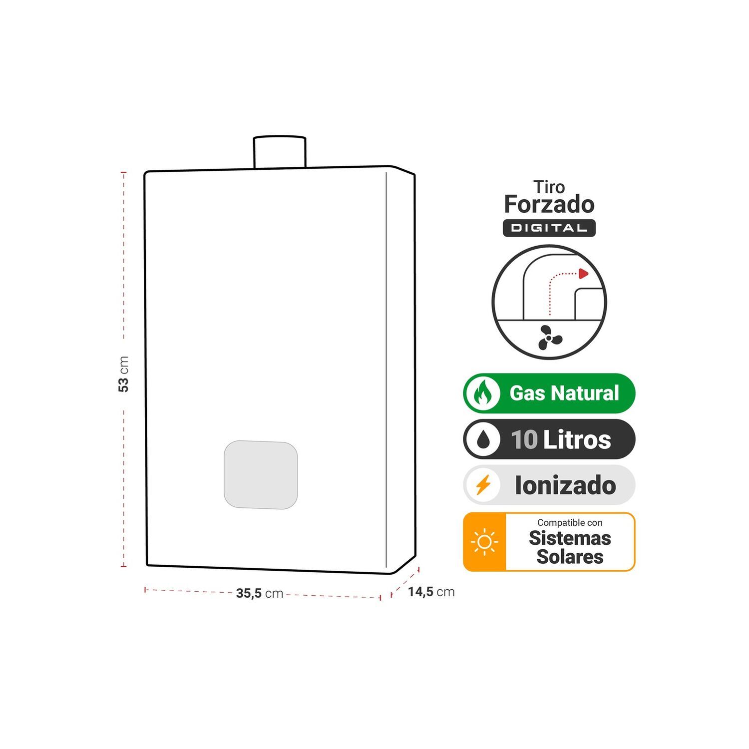 Calefont Albin Trotter 10 Litros Tiro Forzado Gas Natural image number 3.0
