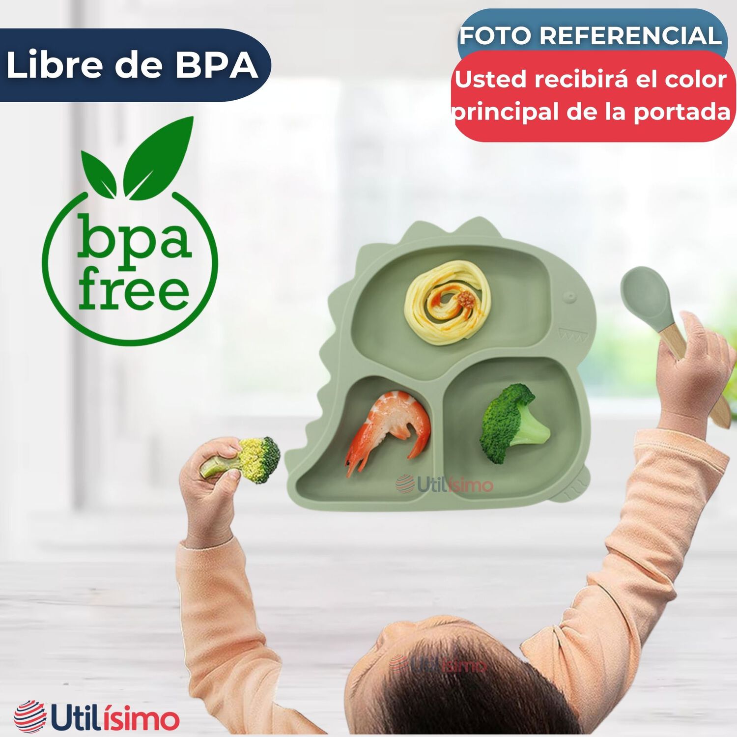Set De Alimentaci&oacute;n Beb&eacute; Silicona De Formas 6 Piezas Libre Bpa Color Azul image number 2.0