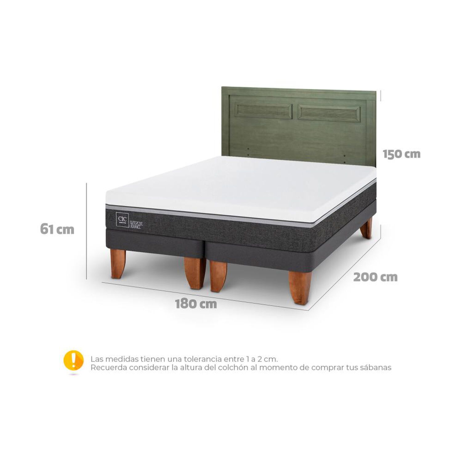 Cama Europea Cic Ortopedic Advance / King / Base Dividida + Respaldo image number 6.0