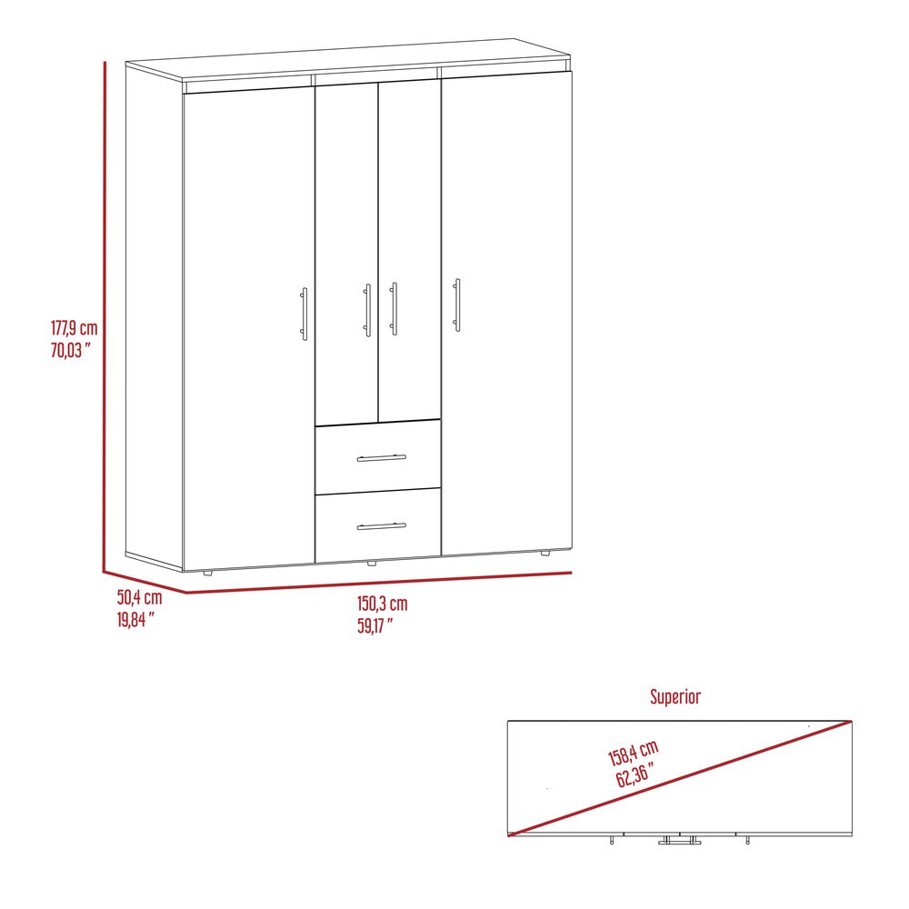 Closet 4 Puertas 2 Cajones Fm-020c - Café Claro image number 8.0
