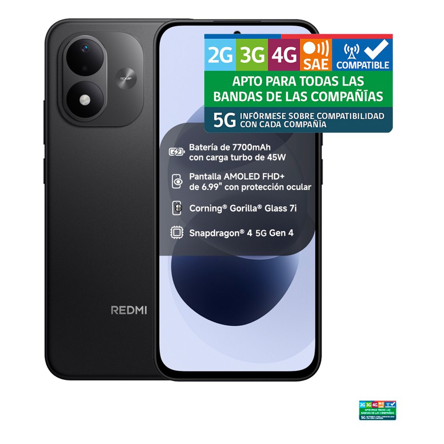 Smartphone Xiaomi Redmi Note 17 / 5G / 128 GB / Negro / Liberado + Redmi Buds Play 6 image number 9.0