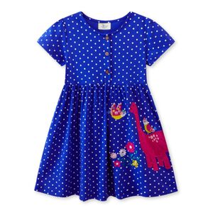 Vestido Manga Corta Ni&ntilde;a Estampado Dinosaurio Azul 2 A 7 A&ntilde;os