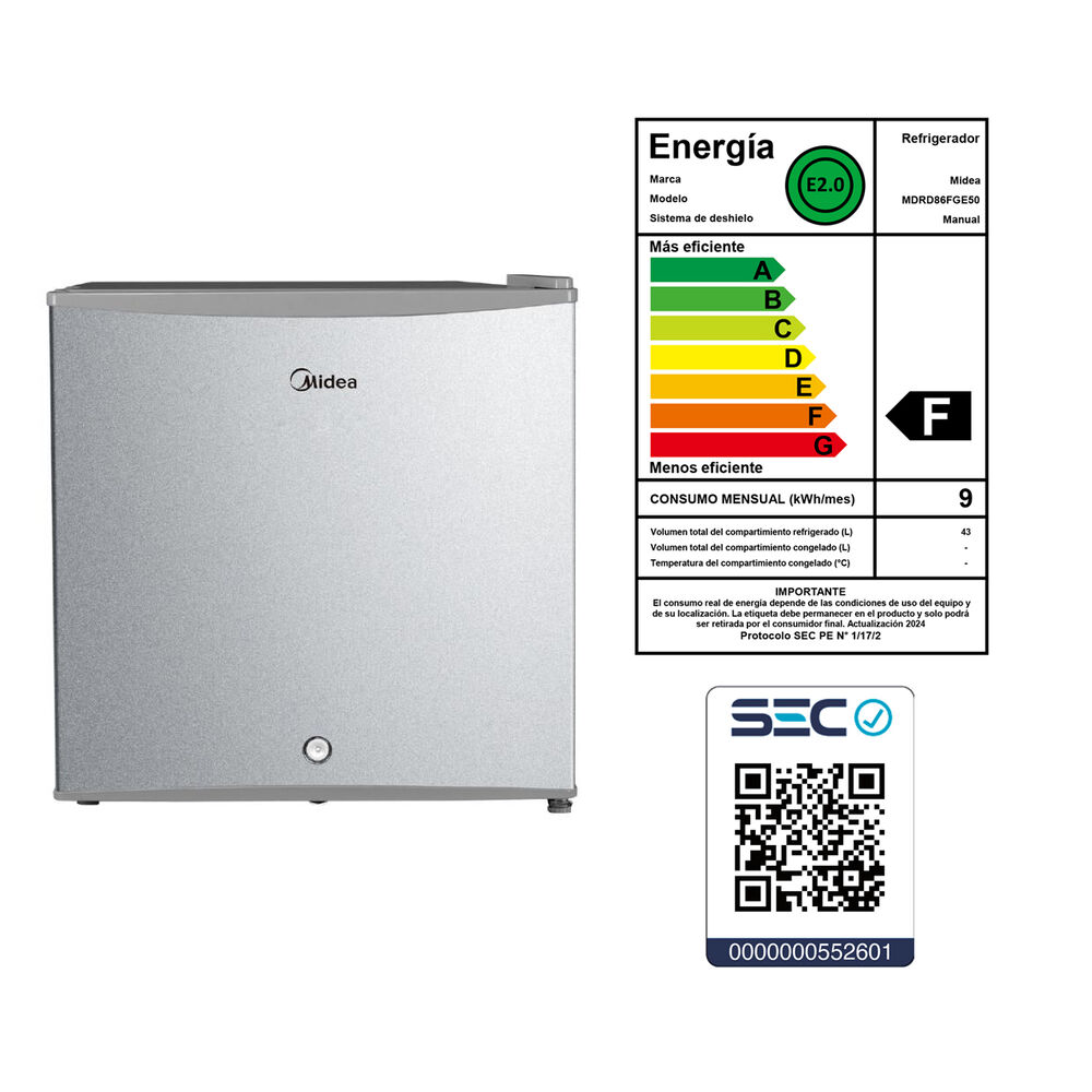 Frigobar Midea MDRD86FGE50 / Frío Directo / 43 Litros / F image number 5.0