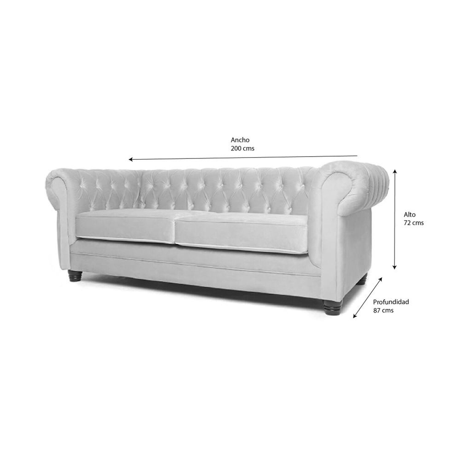 Sof&aacute; Barra Design Chesterfield / 3 Cuerpos image number 1.0