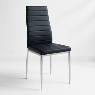 Silla Dining Acolchada Liana Con Patas Cromadas - Negra