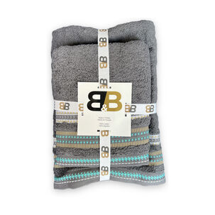 Juego De Dos Toallas Turcas Gris/diseño B&b Kitchen - Ps