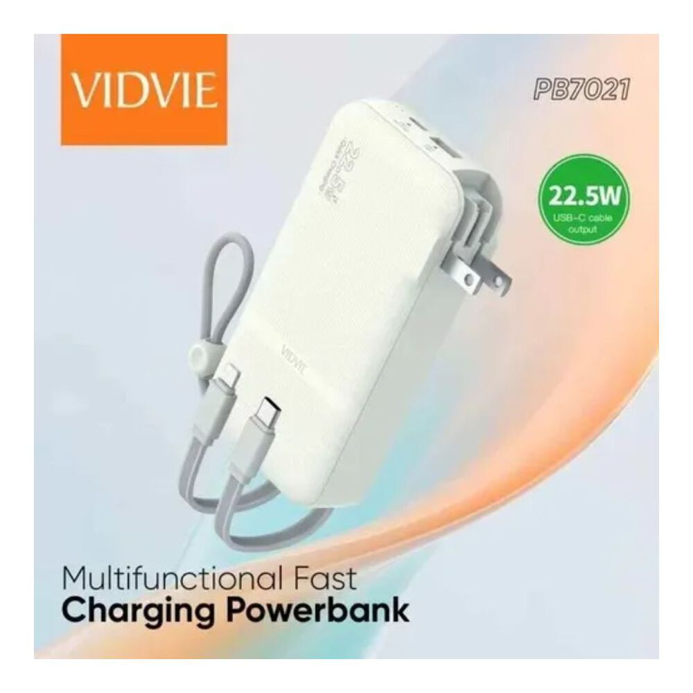Power Bank 10000 Mah Multifuncional Con Enchufe Vidvie Blanco image number 2.0