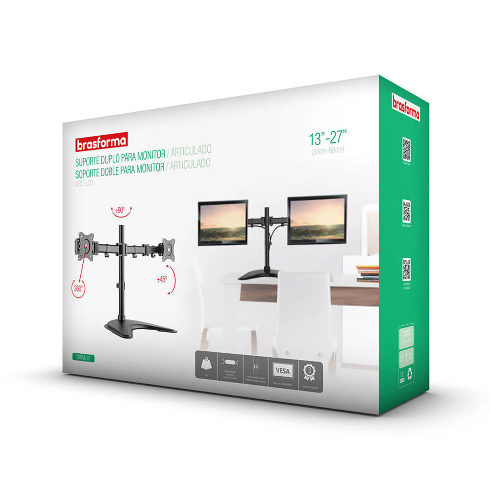 Soporte Para 2 Monitores Con Base Articulado 13" A 27" 16kg Sbrm720 image number 4.0