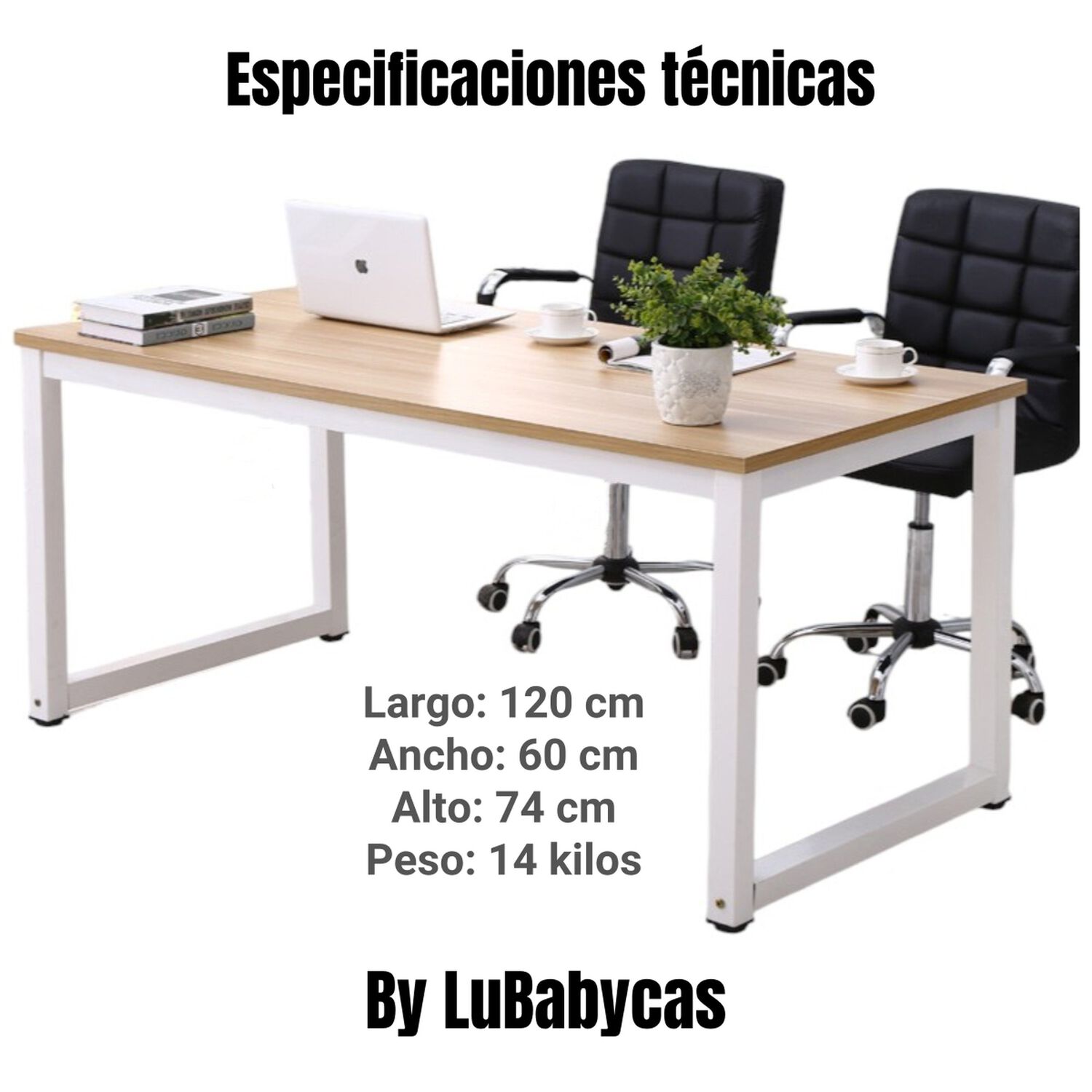 Escritorio Madera Mesa Minimalista 120x60x74cm Blanco image number 11.0