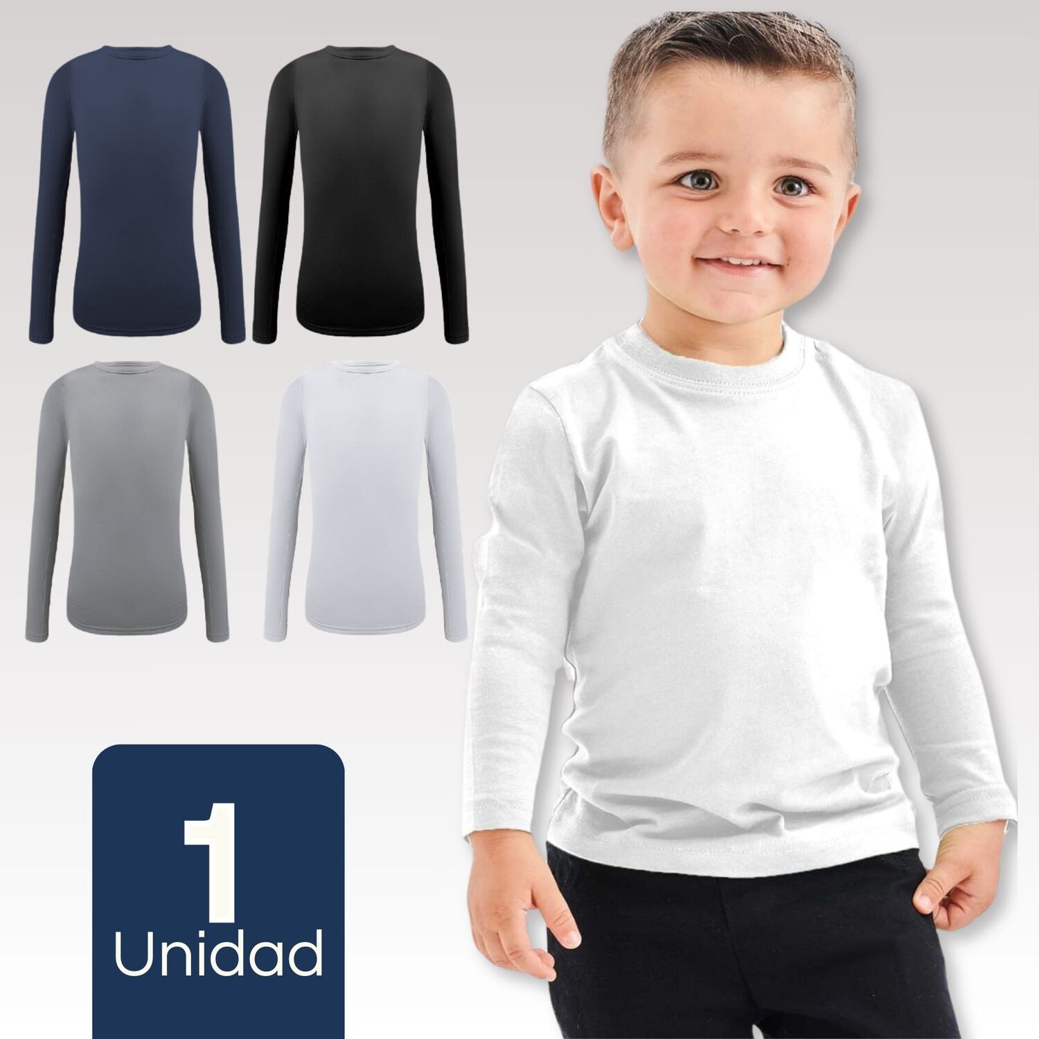 Camiseta Polera Bamb&uacute; Cuello Redondo Primera Capa Manga Larga Ni&ntilde;o image number 0.0