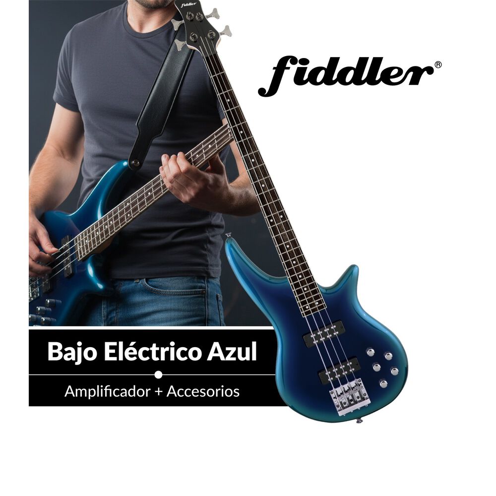 Bajo El&eacute;ctrico Azul Fiddler + Amplificador 20 W image number 6.0