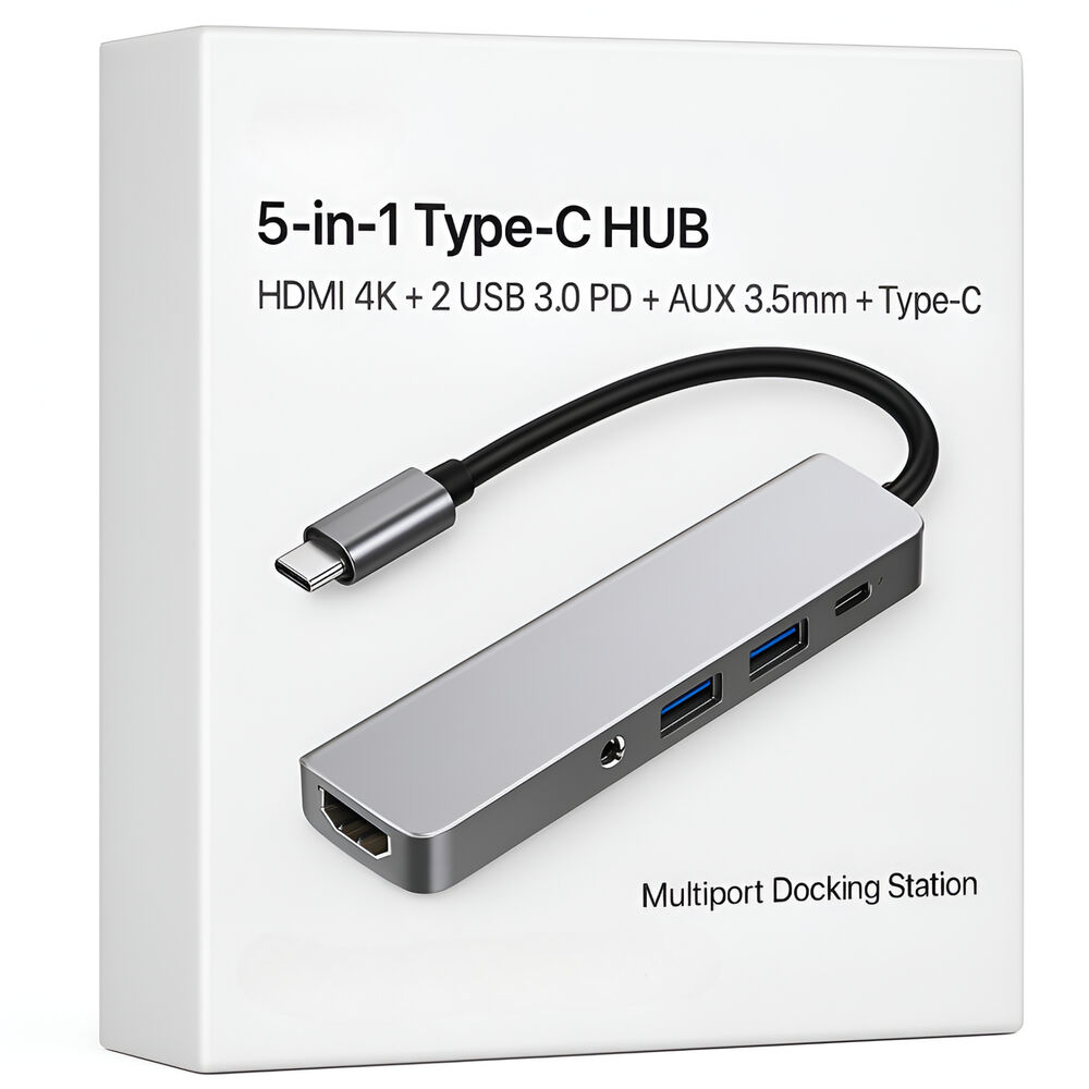 Adaptador Hub Usb-c Multipuertos 5 En 1 (hdmi, Jack, Usb, Usb C) image number 0.0
