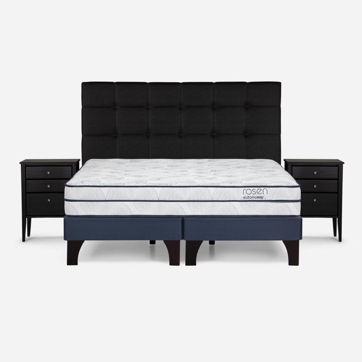Cama Europea Rosen Autonomy Sky / King / Base Dividida + Set De Maderas Issey Grafito image number 0.0