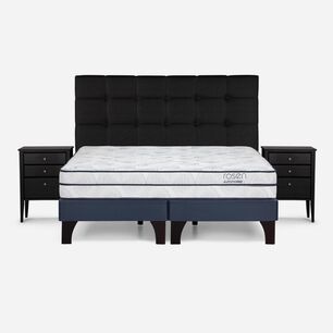 Cama Europea Rosen Autonomy Sky / King / Base Dividida + Set De Maderas Issey Grafito