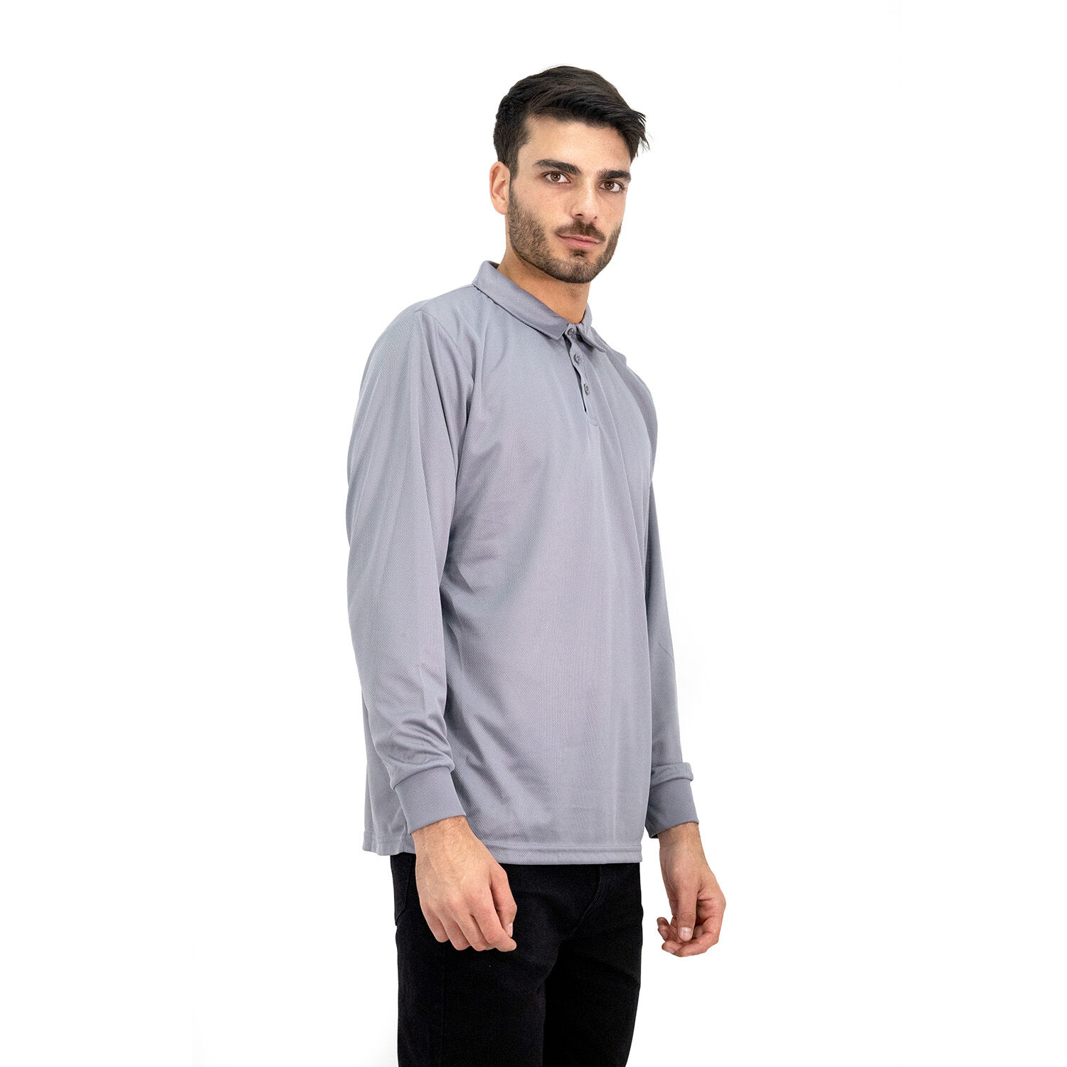 Polera Cooldry Quebec Manga Larga Gris image number 1.0
