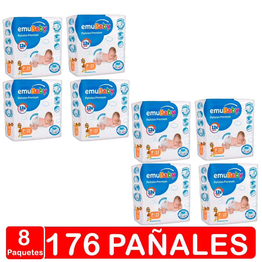 Pañales Emubaby - Premium - Talla P 176 Pañales image number 0.0
