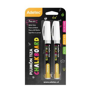 Adetec - Plumón Tiza Blanco 2 Unidades