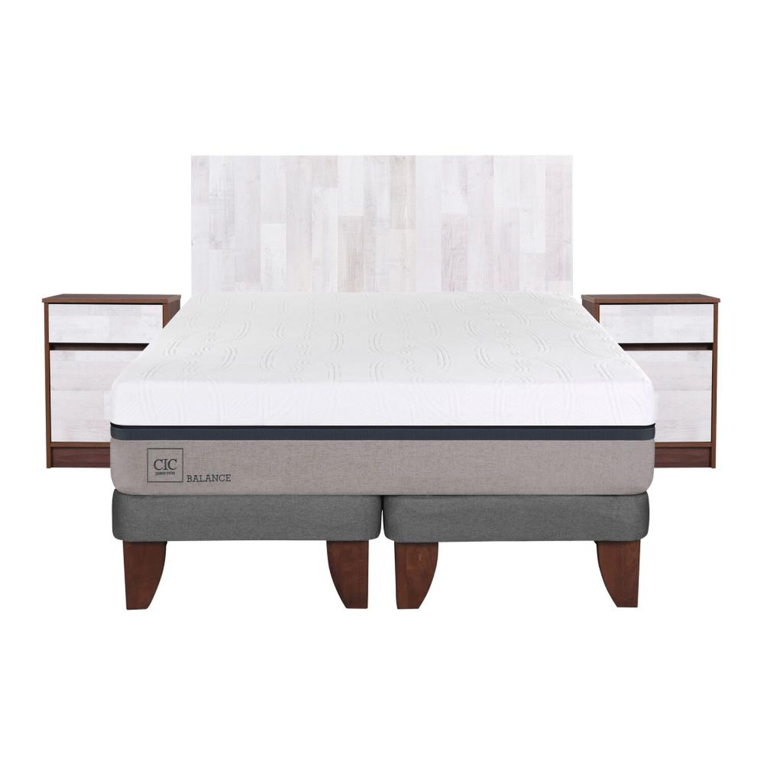 Cama Europea Cic Balance / 2 Plazas / Base Dividida + Set De Maderas image number 0.0