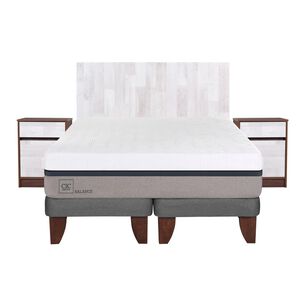 Cama Europea Cic Balance / 2 Plazas / Base Dividida + Set De Maderas