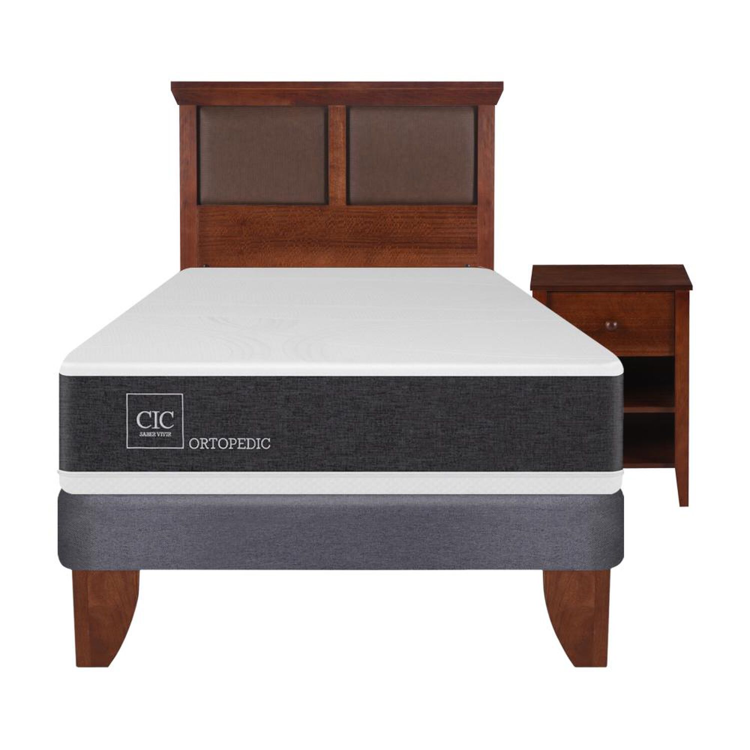 Cama Europea Cic Ortopedic / 1.5 Plazas / Base Normal  + Set De Maderas image number 0.0
