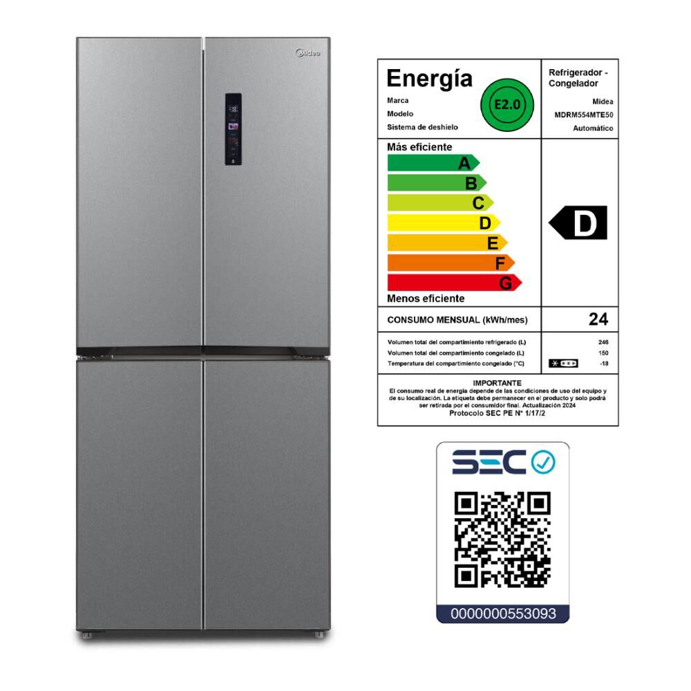 Refrigerador Side by Side Midea MDRM554MTE50 / No Frost / 396 Litros / D image number 9.0