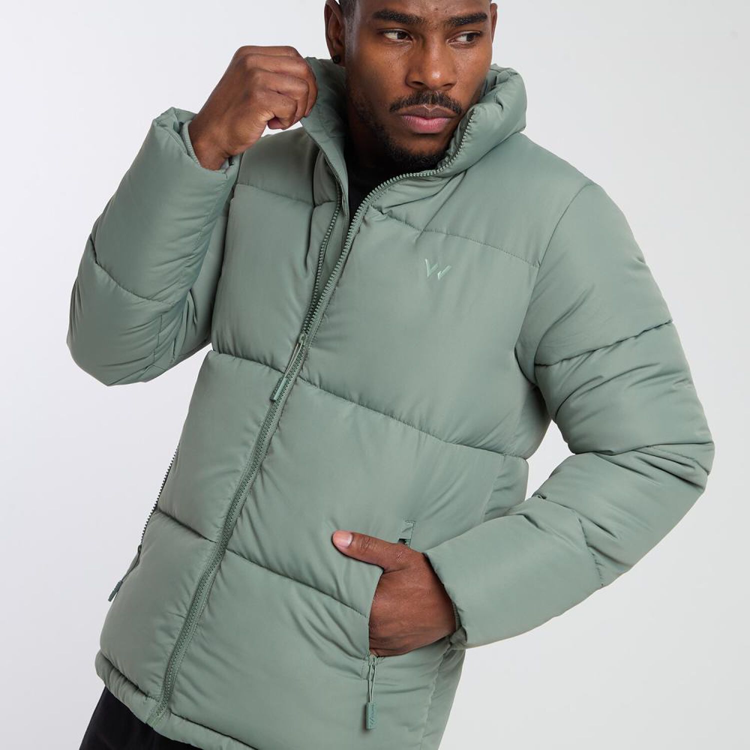 Parka Deportiva Lisa Regular Cuello Alto Hombre Wetland image number 4.0