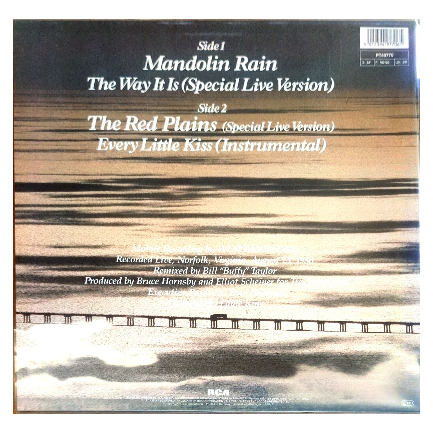 Bruce Hornsby And The Range - Mandolin Rain | 12" Maxi Single Usado image number 1.0