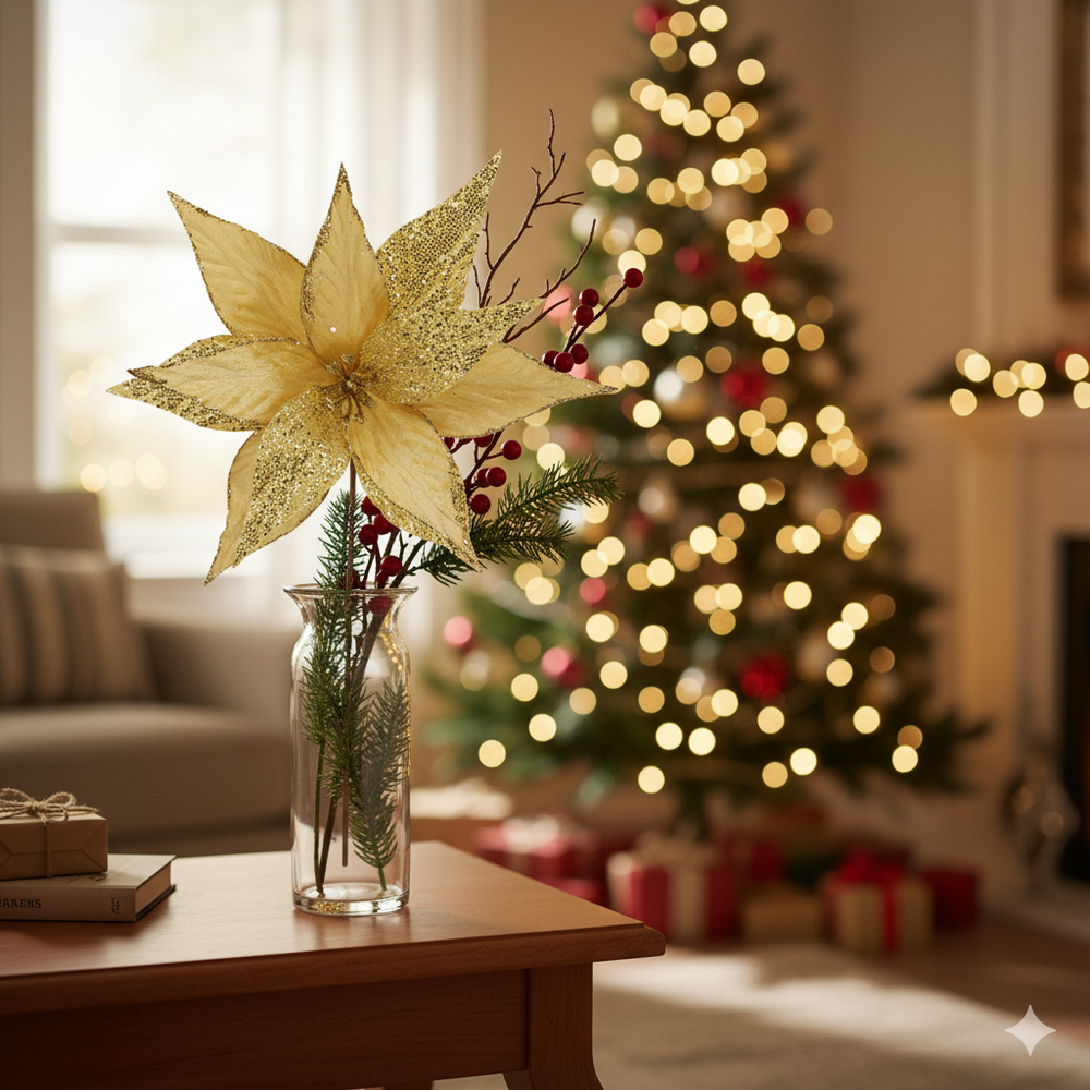 Adorno De Navidad Casaideal Flor Dorada image number 1.0