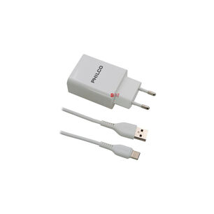 Cargador Doble Usb Carga R&aacute;pida + Cable Tipo C Blanco - Ps