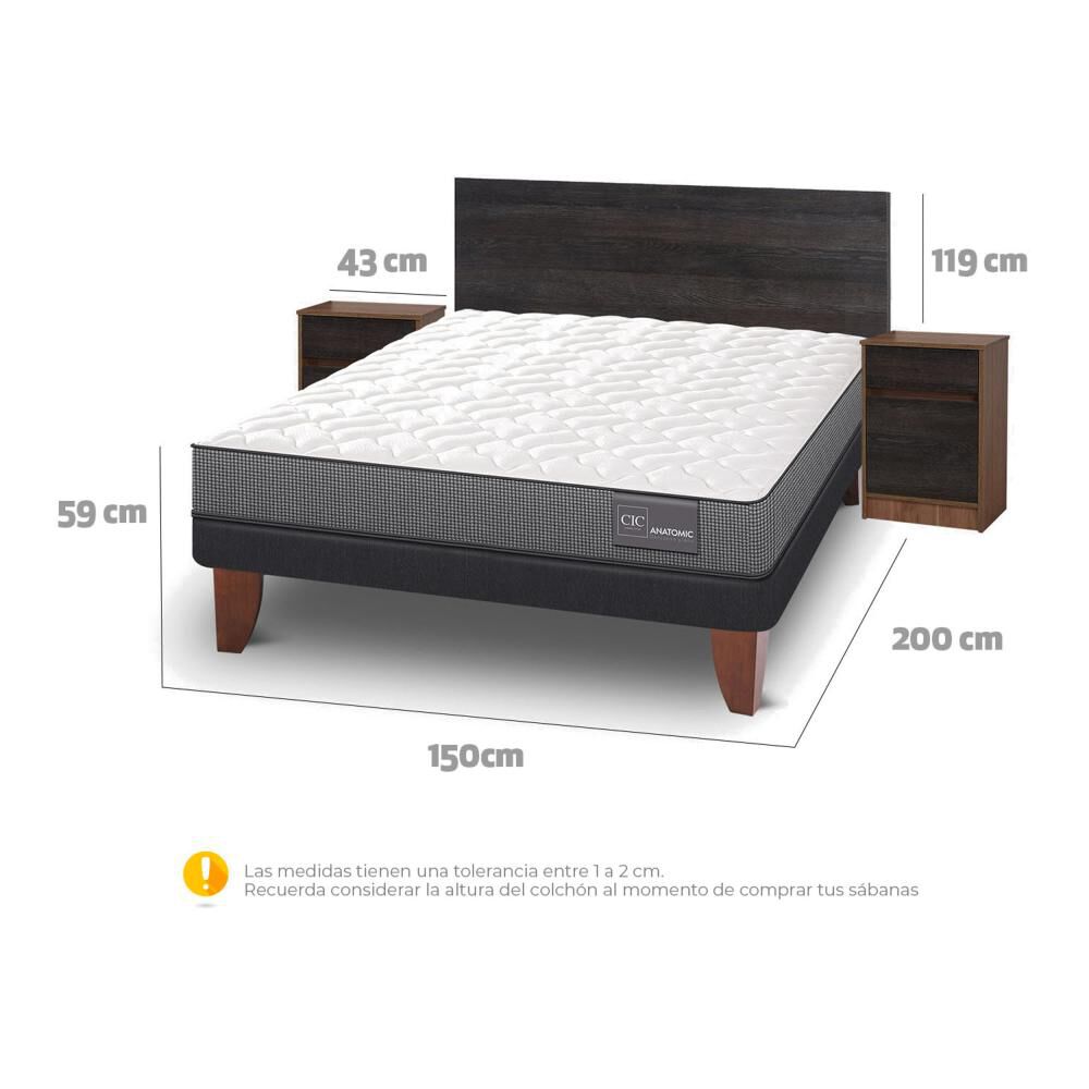 Cama Europea Cic Anatomic / 2 Plazas / Base Normal + Set De Maderas image number 3.0