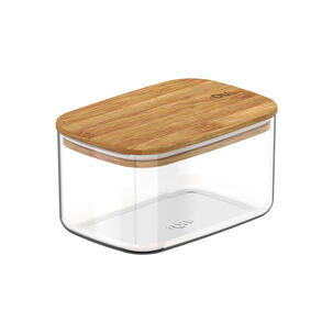 Contenedor Hermético Rectangular Con Tapa De Bambú Keep 0,65 Lt Transparente Ou