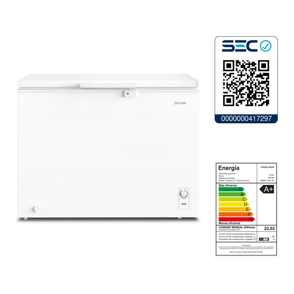 Freezer Horizontal Fensa Z300D / Frío Directo / 290 Litros / A+ image number 8.0
