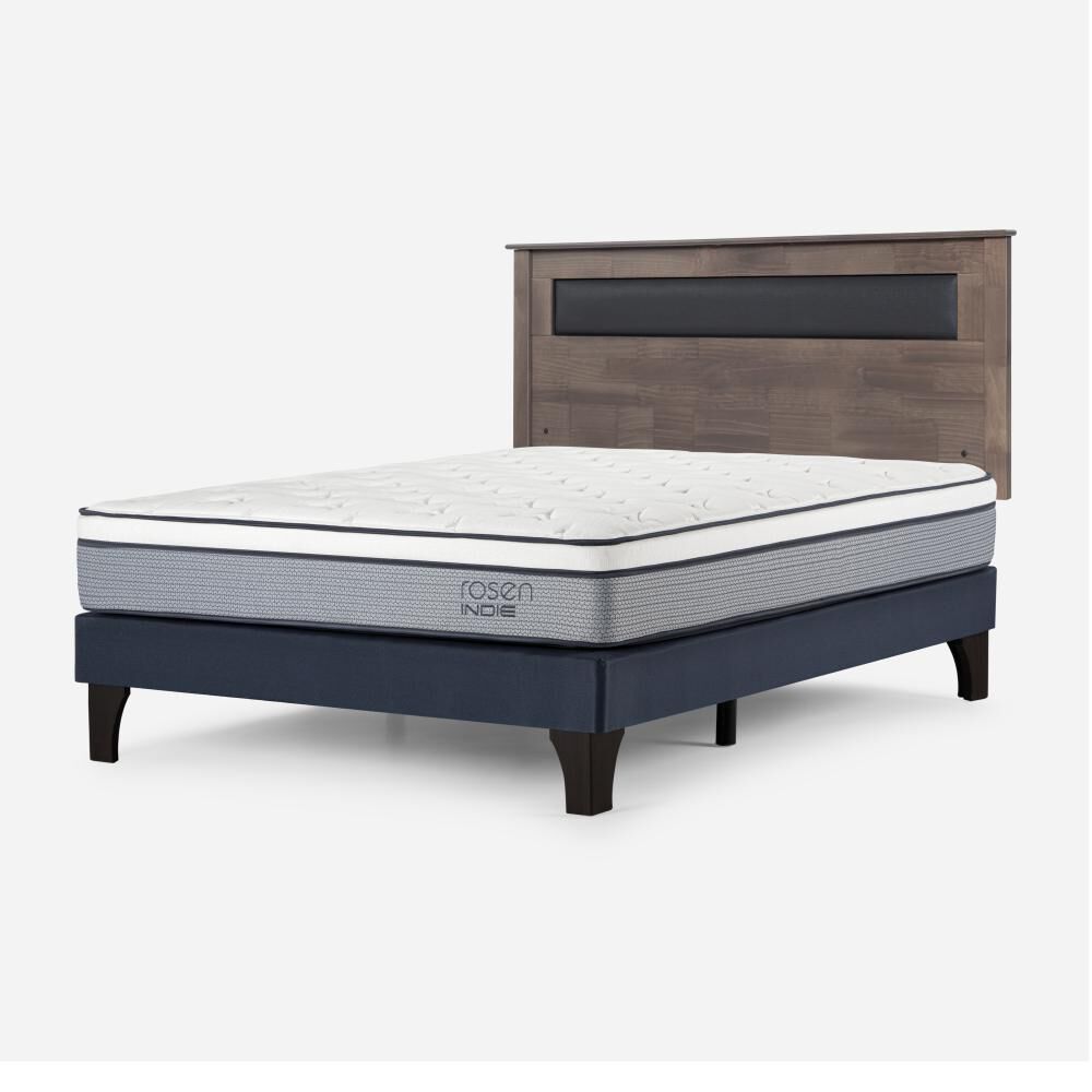 Cama Europea Rosen Indie / 2 Plazas / Base Normal  + Respaldo Ferrara Gris image number 2.0