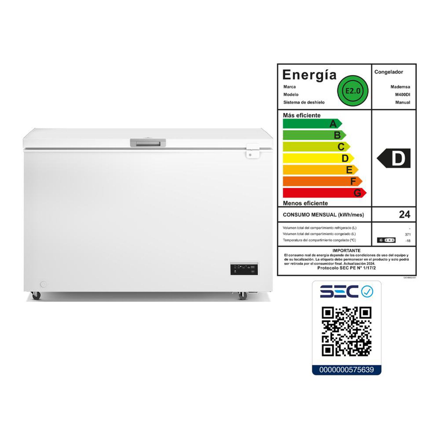 Freezer Horizontal Mademsa M400di / Fr&iacute;o Directo / 371 Litros / D image number 9.0