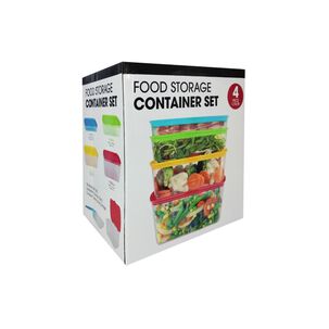 Set De 4 Contenedores Con Tapa Rectangulares Plásticos De Diferente Tamaño Y Capacidad