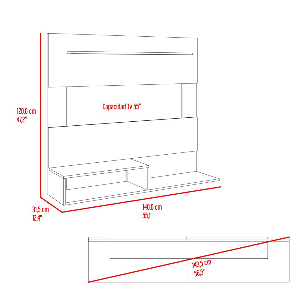 Panel Tv 55" 120x150x31,5 Cm Fm-001o Café Claro Y Negro image number 5.0