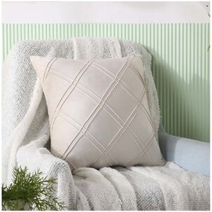 Pack De 02 Fundas De Coj&iacute;n De Terciopelo Con Rayas 45x45 Crema