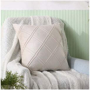 Pack De 02 Fundas De Coj&iacute;n De Terciopelo Con Rayas 45x45 Crema