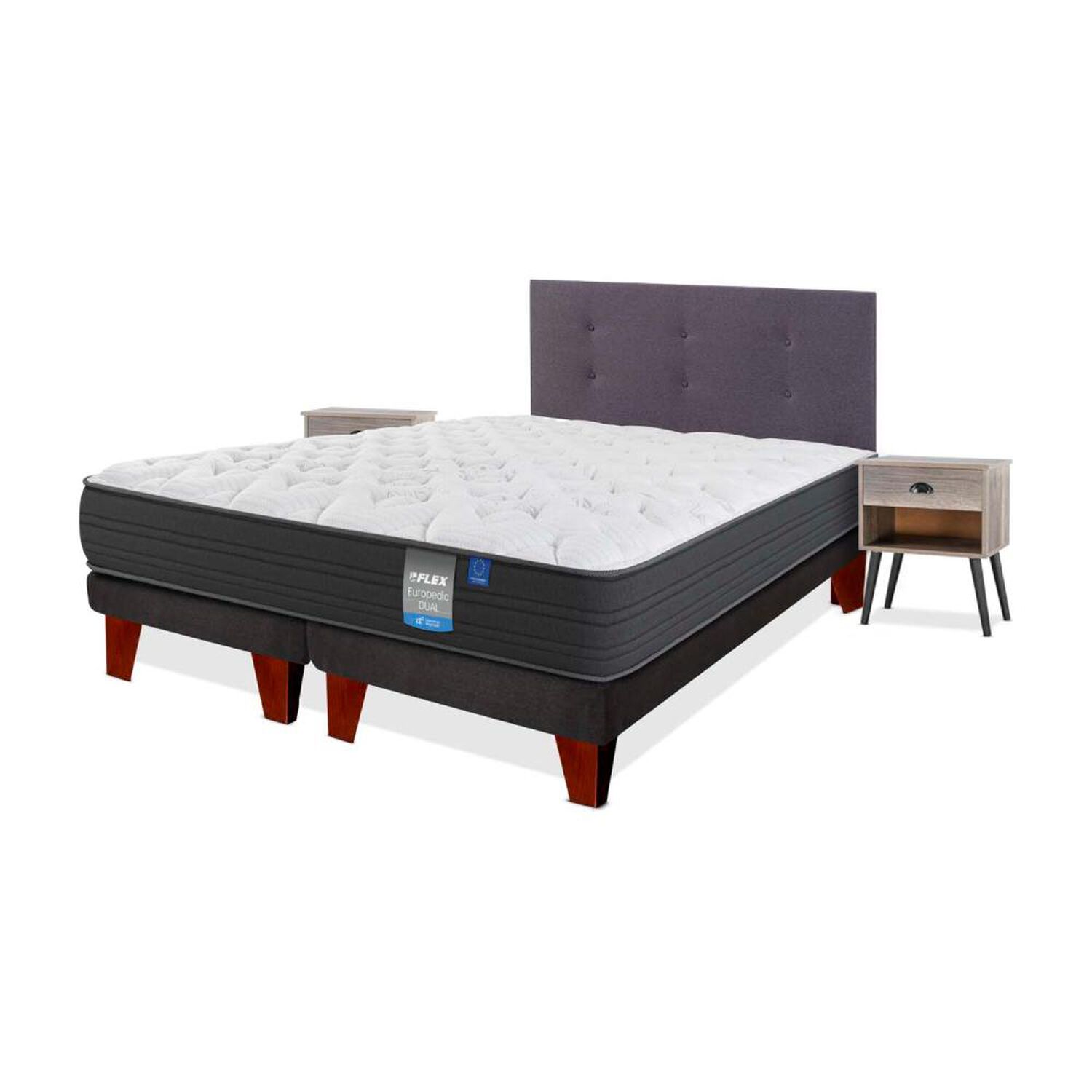Cama Europea Flex Europedic Dual / King / Base Dividida + Set De Maderas image number 1.0