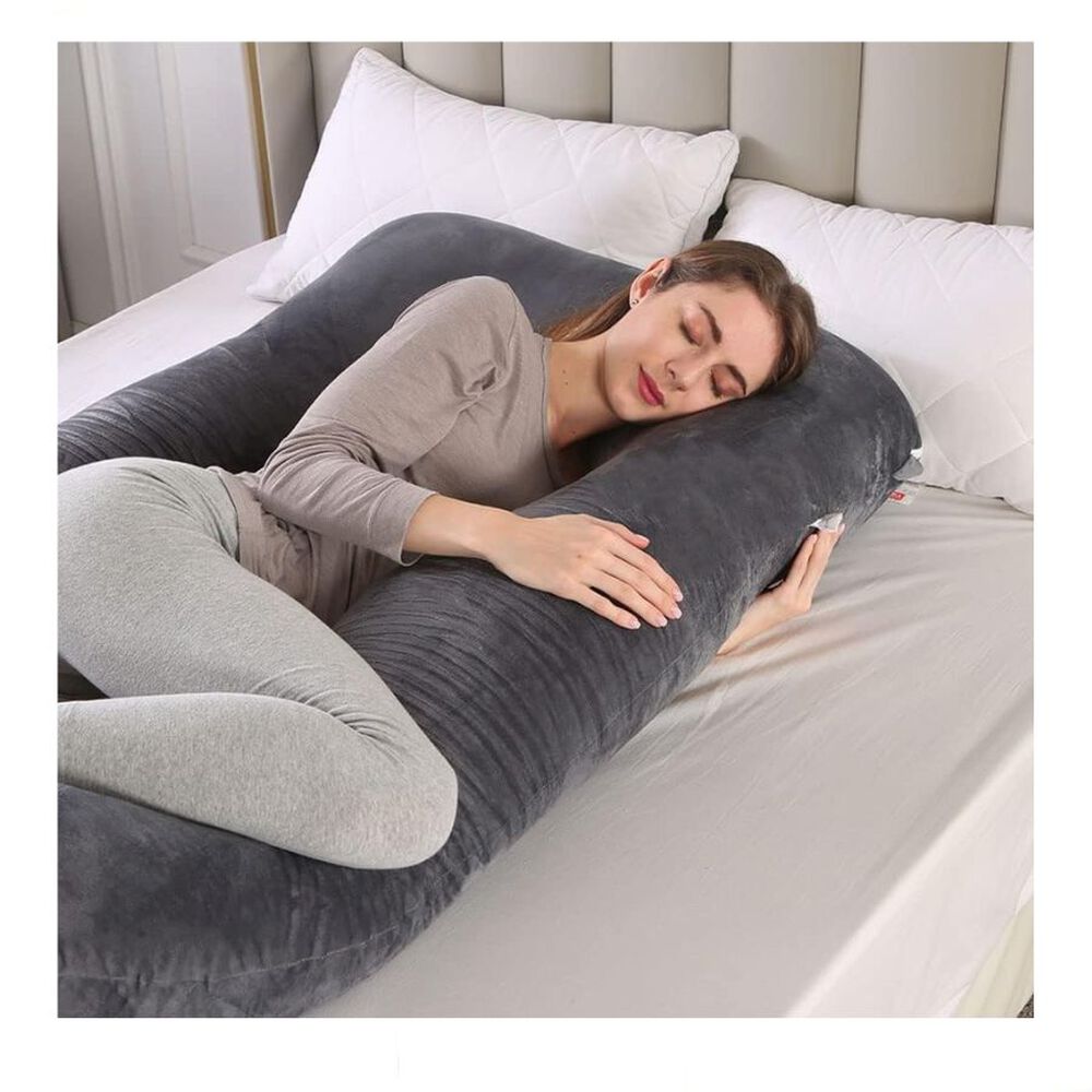 Cojín Multifuncional Terciopelo Almohada De Maternidad Gris 140x70cm image number 4.0