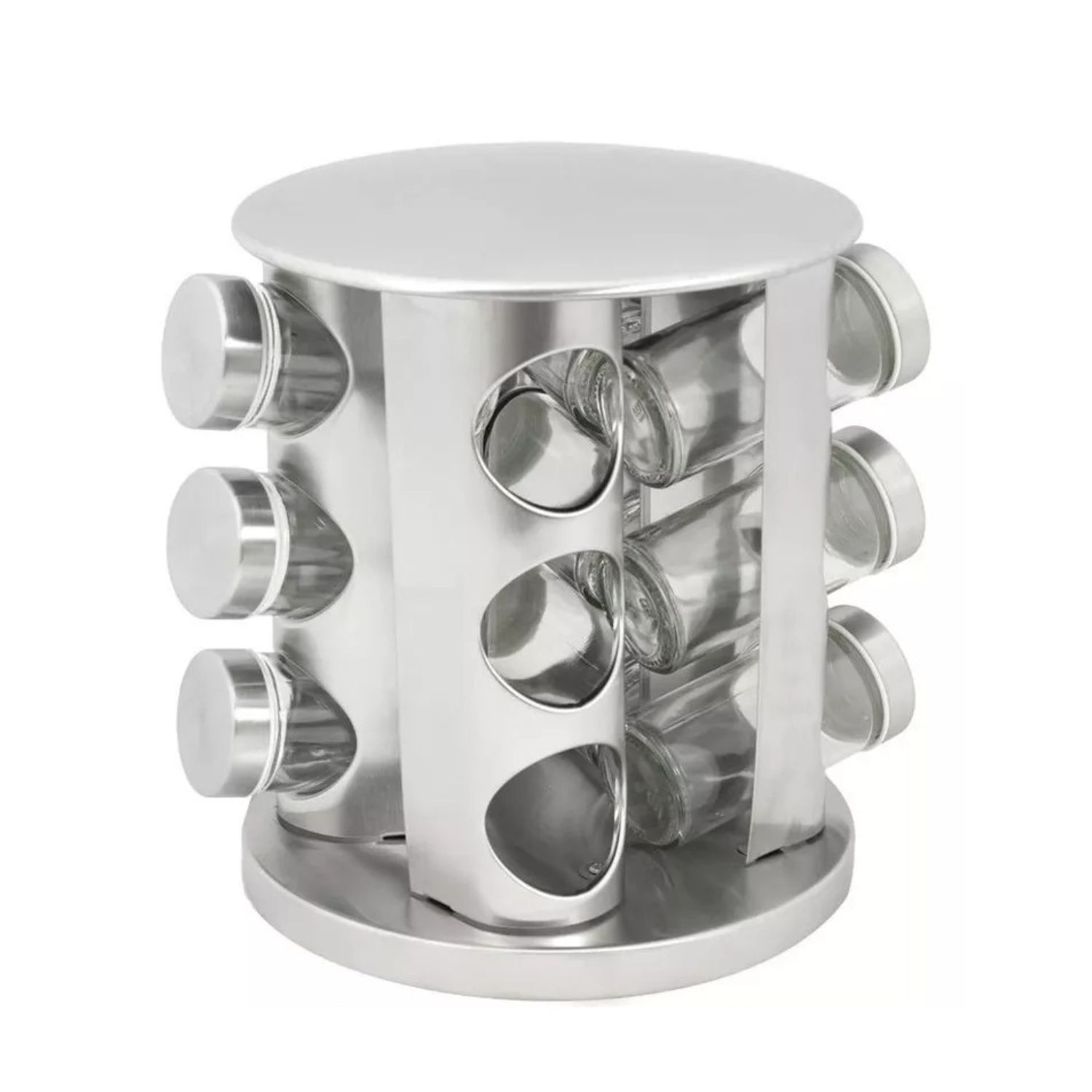Especiero Carrusel 16 Frascos 19cm Dise&ntilde;o Moderno Plateado image number 2.0