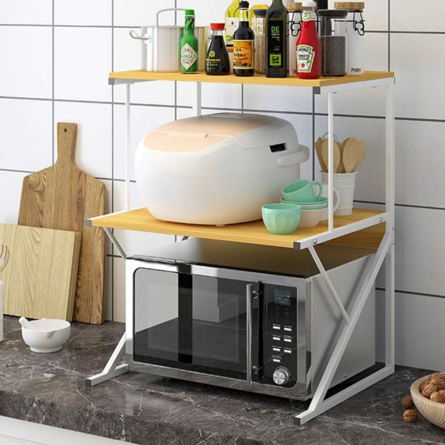 Estante Rack Cocina Microondas Organizador Blanco 64x54x37 Cm image number 3.0