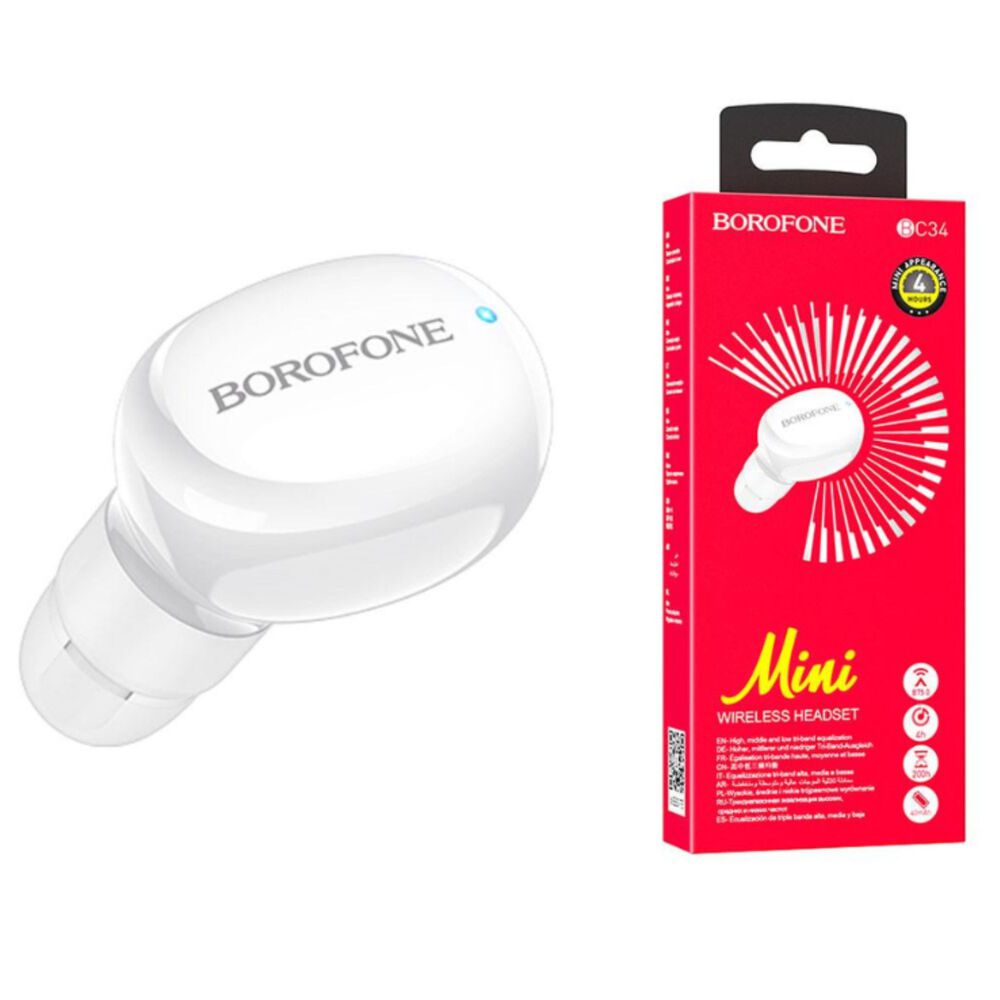 Audífonos Inalámbricos Bluetooth Mini Borofone Manos Libre Blanco image number 0.0