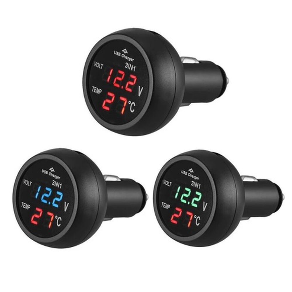 Cargador De Celular Auto Termometro Voltímetro Carga Rapida 2.1amp Led Al Encendedor Del Carro image number 1.0